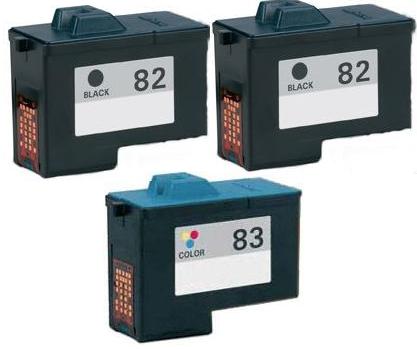 2 x Lexmark 82 (18L0032) Black and 1 x Lexmark 83 (18L0042) Colour High Capacity Remanufactured  Ink Cartridges
